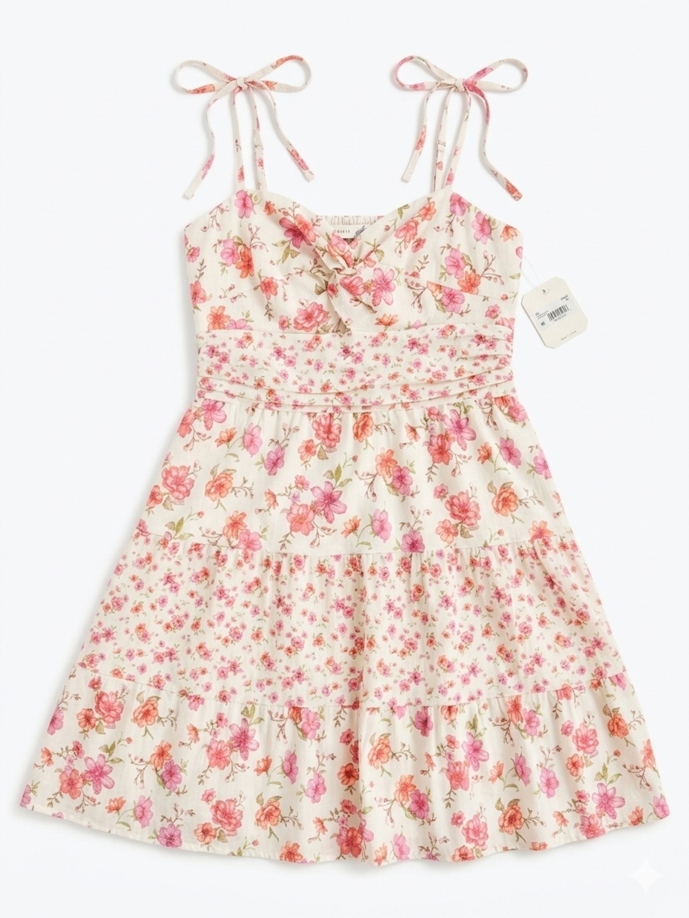 NWT Altar'd State Tiered Sweetheart Floral Midi Dress XL Ivory Pink